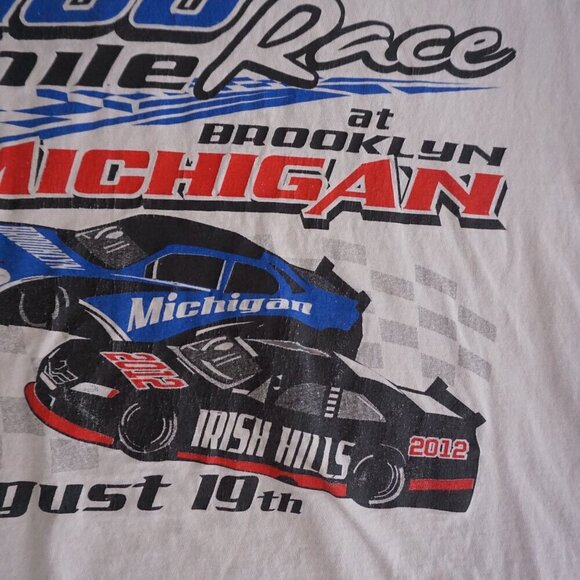 VTG Y2K Fruit Of The Loom Stock Car 400 Mile  Race Irish Hills White T-Shirt L - Picture 6 of 13